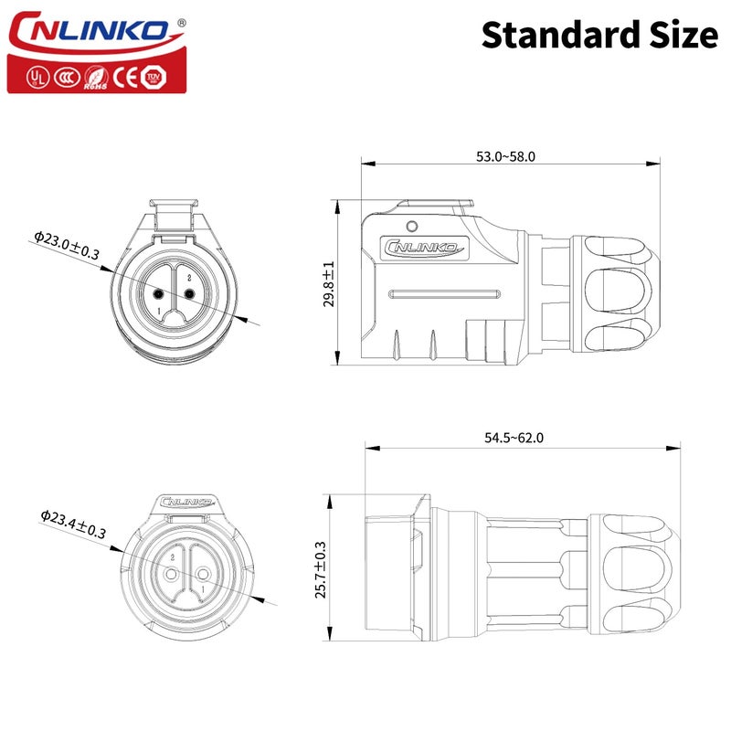 CNLINKO LP-16 8 PIN Industrial Waterproof Connector, IP68 Circular Connector, PBT Plastic Shell Quick Plug Aviation Connector M16 Male Plug and Female Plug (8 Pin） - Image 5